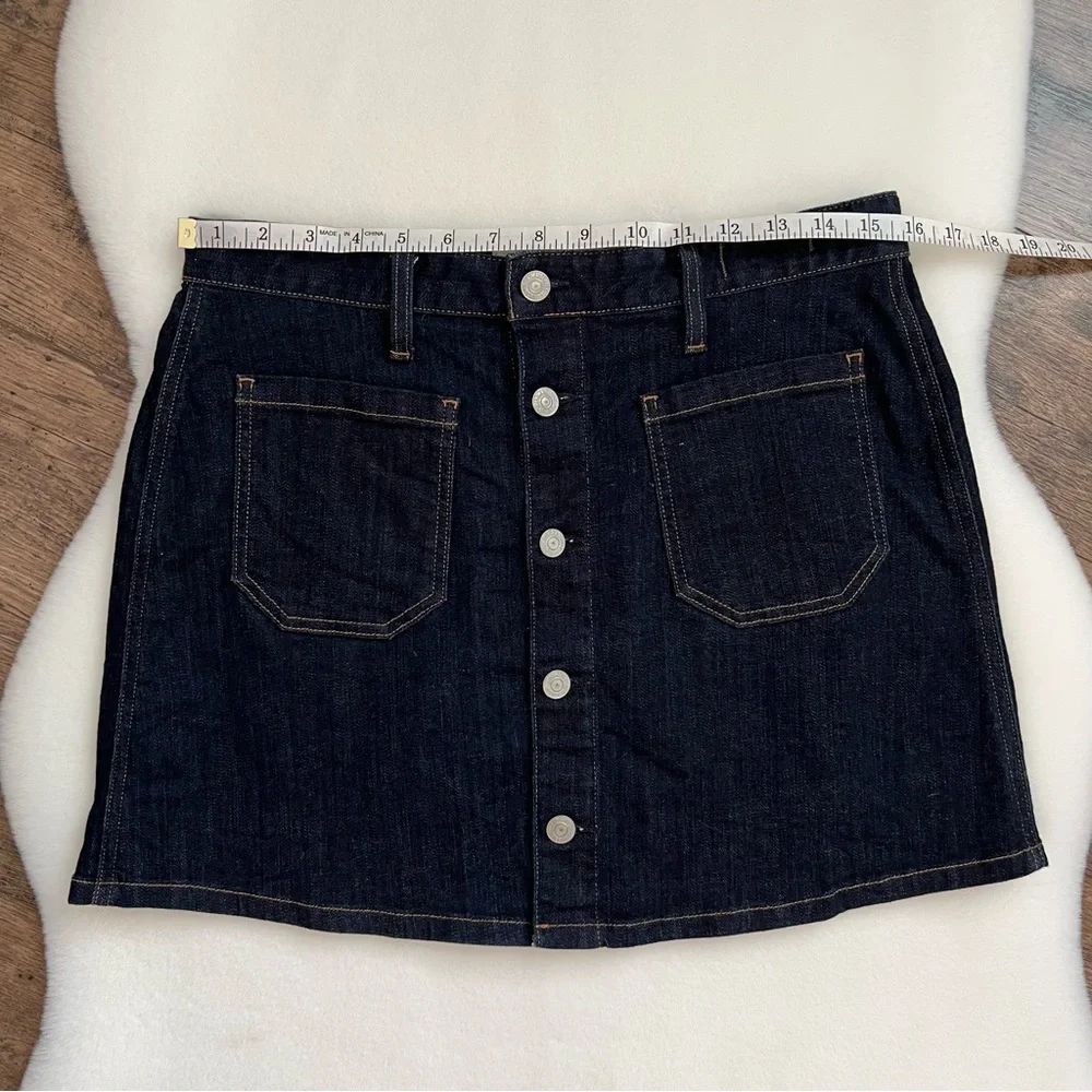 Ralph Lauren Denim Supply Tilden Button Front Denim Mini Jean Skirt Dark Wash 30